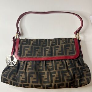 Fendi Handbag Zucca/Red with Dust Bag